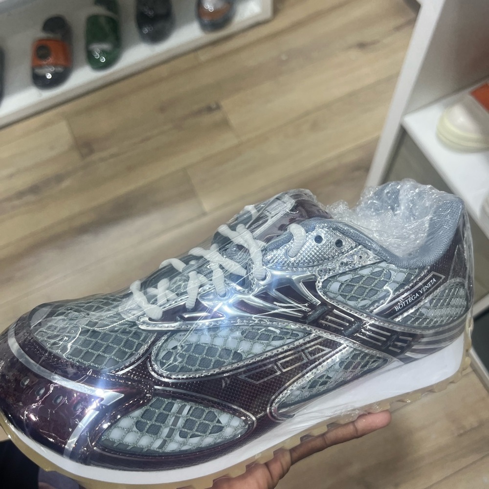 Bottega Veneta Silver and Black Athletic Shoes